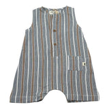 Petit Indi Pagliaccetti Tricolore con Fantasia A Righe Girmanica per Neonato SS25B1729 BLU PETIT INDI 