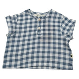 Petit Indi T-Shirt Bicolore con Fantasia A Quadri per Neonato SS25B2833 BIANCO/BLU PETIT INDI 