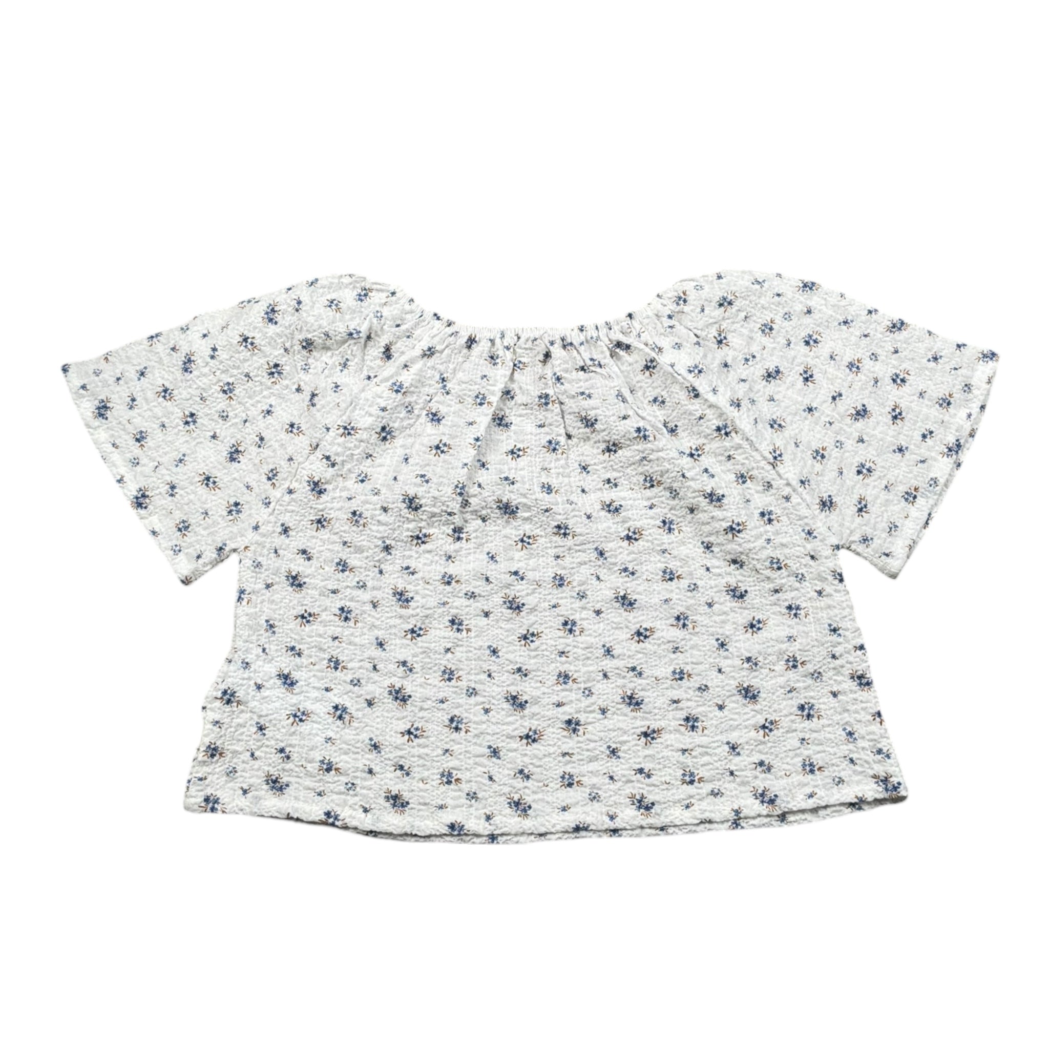 Petit Indi Camicia Tinta Unita con Stampa Fiori per Neonata SS25BK4035 BIANCO PETIT INDI 