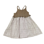 Petit Indi Abito Bicolore con Fantasia Quadri per Bambina SS25BK6527 BIANCO PETIT INDI 