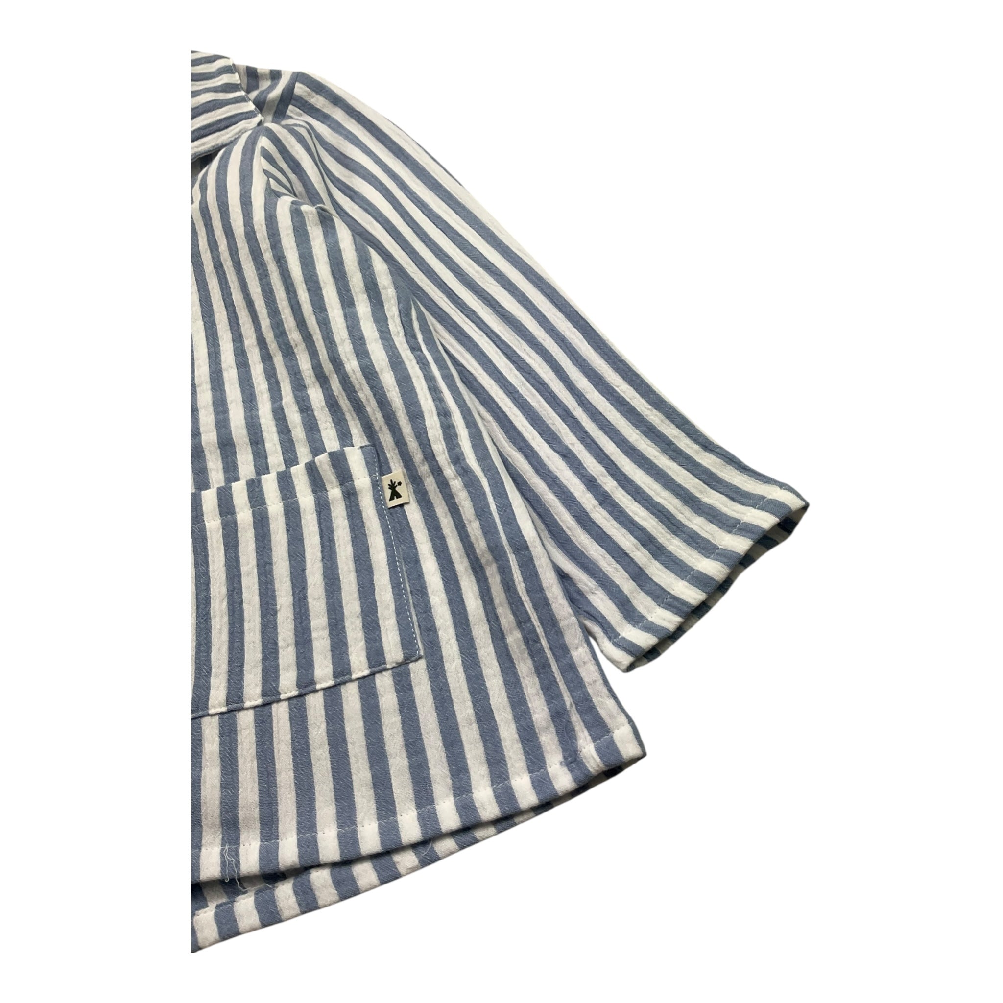 Petit Indi Camicia Tinta Unita con Fantasia A Righe per Bambino SS25BK6838 AZZURRO PETIT INDI 