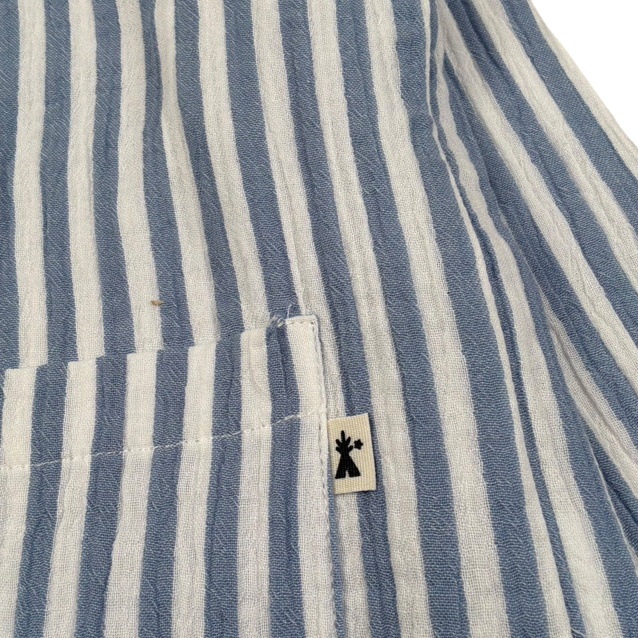 Petit Indi Camicia Tinta Unita con Fantasia A Righe per Bambino SS25BK6838X AZZURRO PETIT INDI 