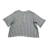 Petit Indi Camicia Tinta Unita con Fantasia A Quadri per Bambino SS25BK7133 BLU PETIT INDI 