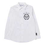 Philipp Plein Camicia Manica Lunga tinta unita con Stampa Bianco per Bambino 2MC001 BIANCO PHILIPP PLEIN 