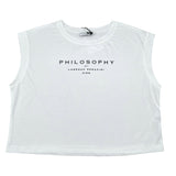 Philosophy Canotta Girocollo Tinta Unita con Logo per Bambina I1E603X BIANCO PHILOSOPHY 