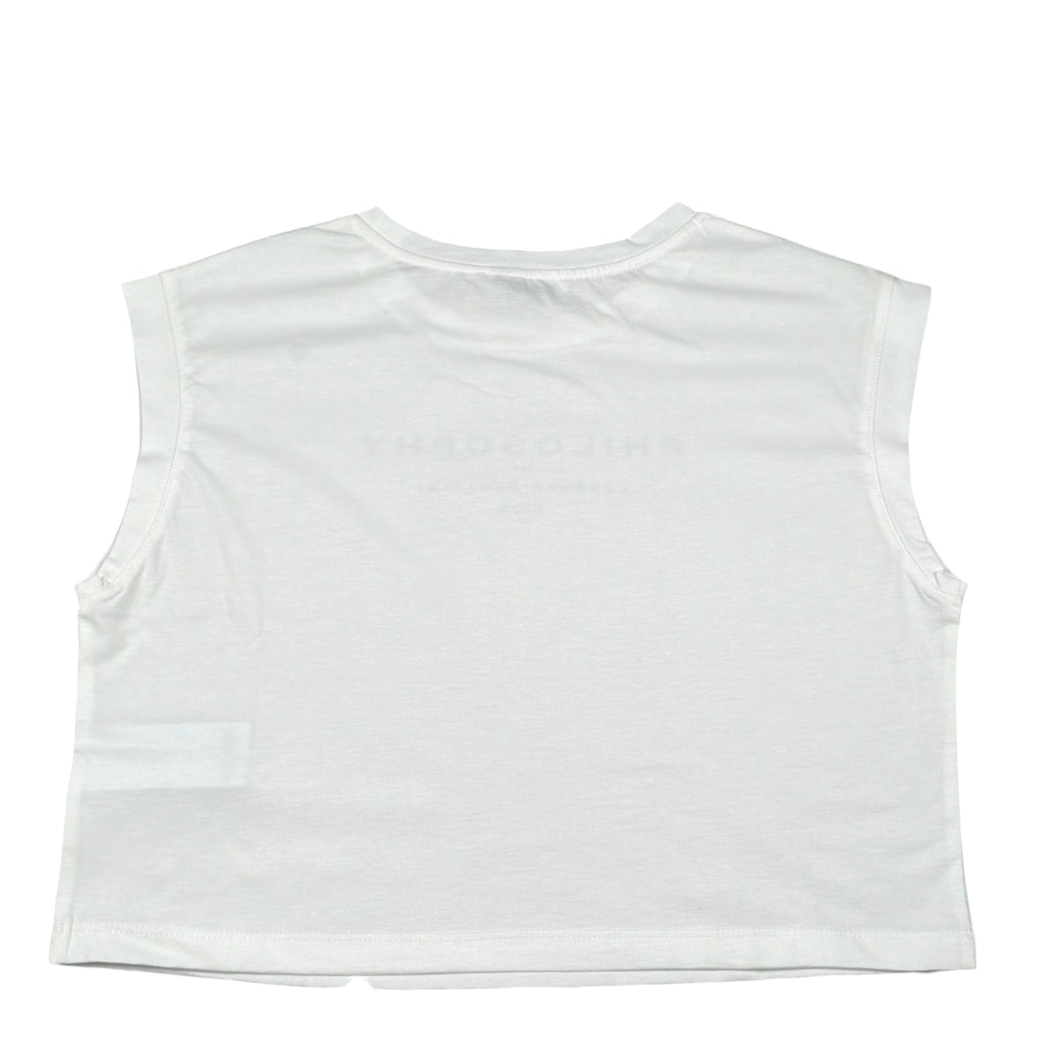 Philosophy Canotta Girocollo Tinta Unita con Logo per Bambina I1E603X BIANCO PHILOSOPHY 