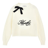 Philosophy Maglia Girocollo Tinta Unita con Logo per Bambina I9E610X PANNA PHILOSOPHY 
