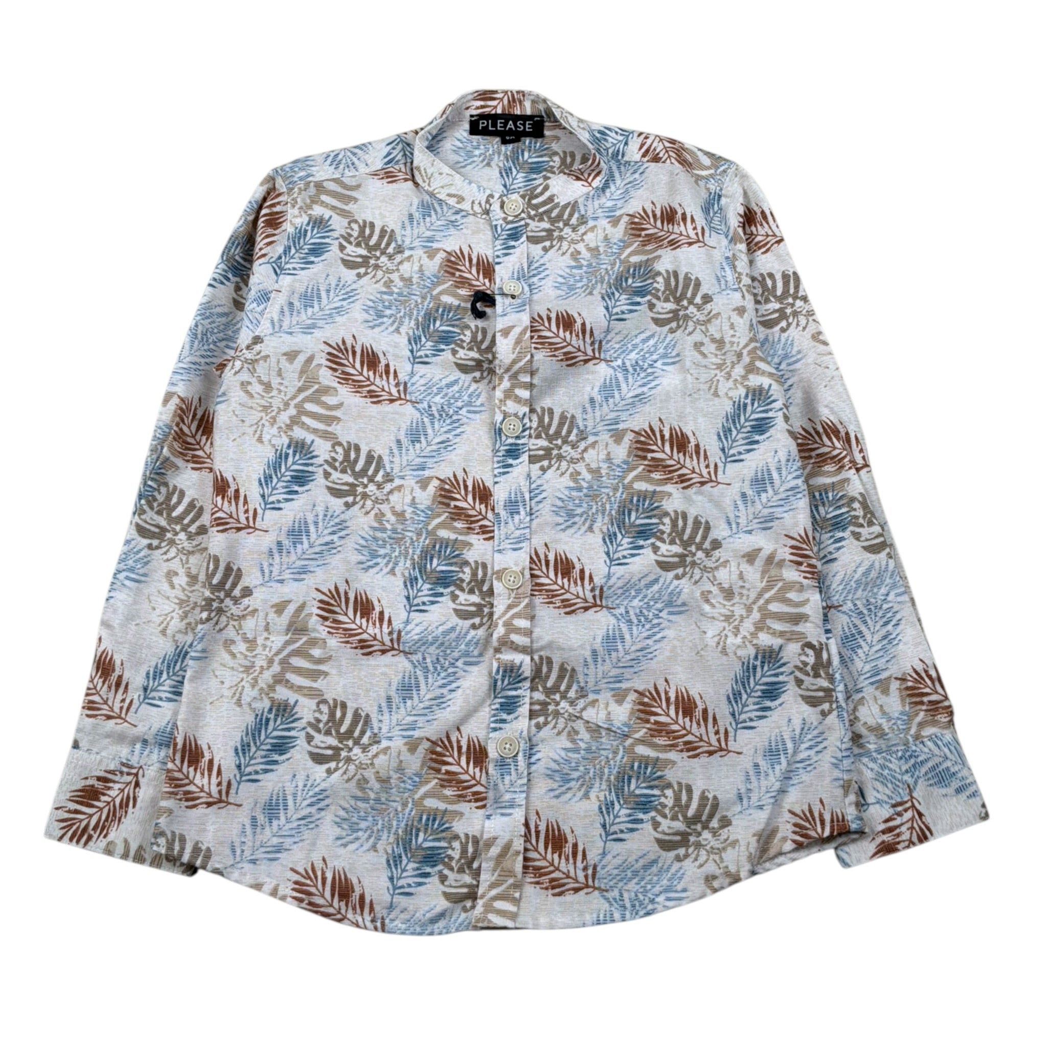 Please Camicia Manica Lunga Tinta Unita Stampa Fantasia per Bambino CL14054B73 PANNA PLEASE 