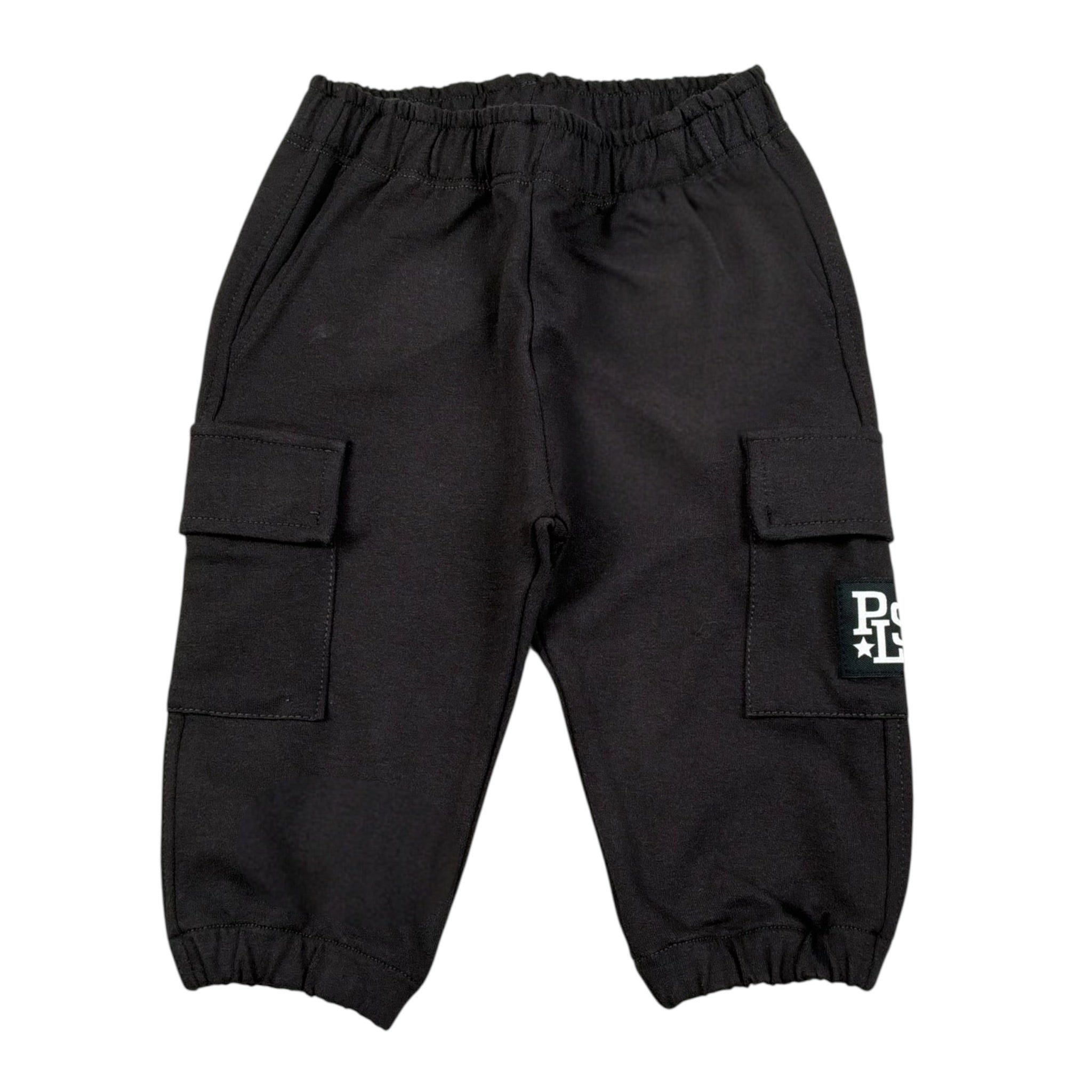 Please Pantalone Tinta Unita con Elastico In Vita per Neonato FJ19042B71 NERO PLEASE 