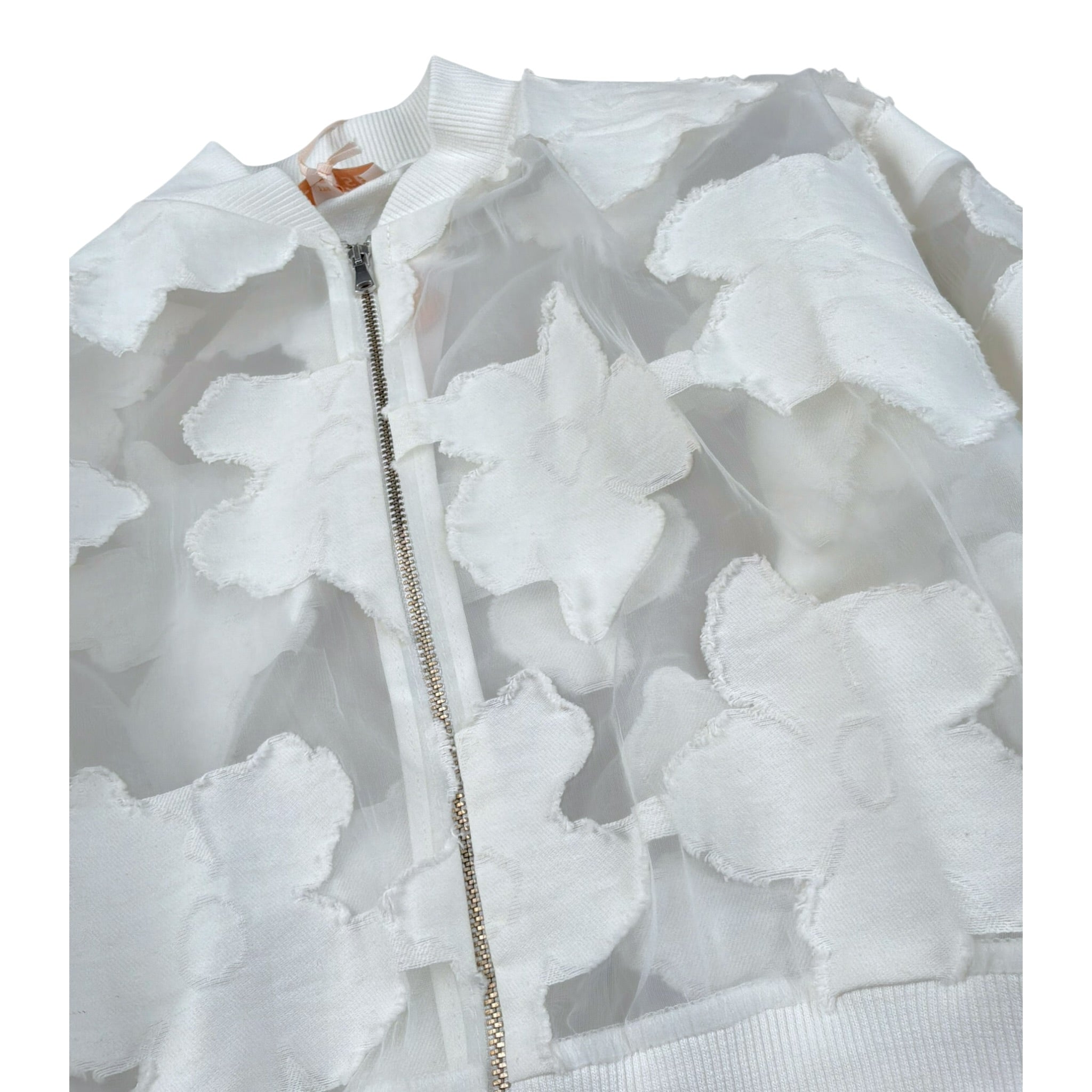 Please giubbinoTinta Unita con Zip E Ricami per Bambina JB37384G73 BIANCO PLEASE 