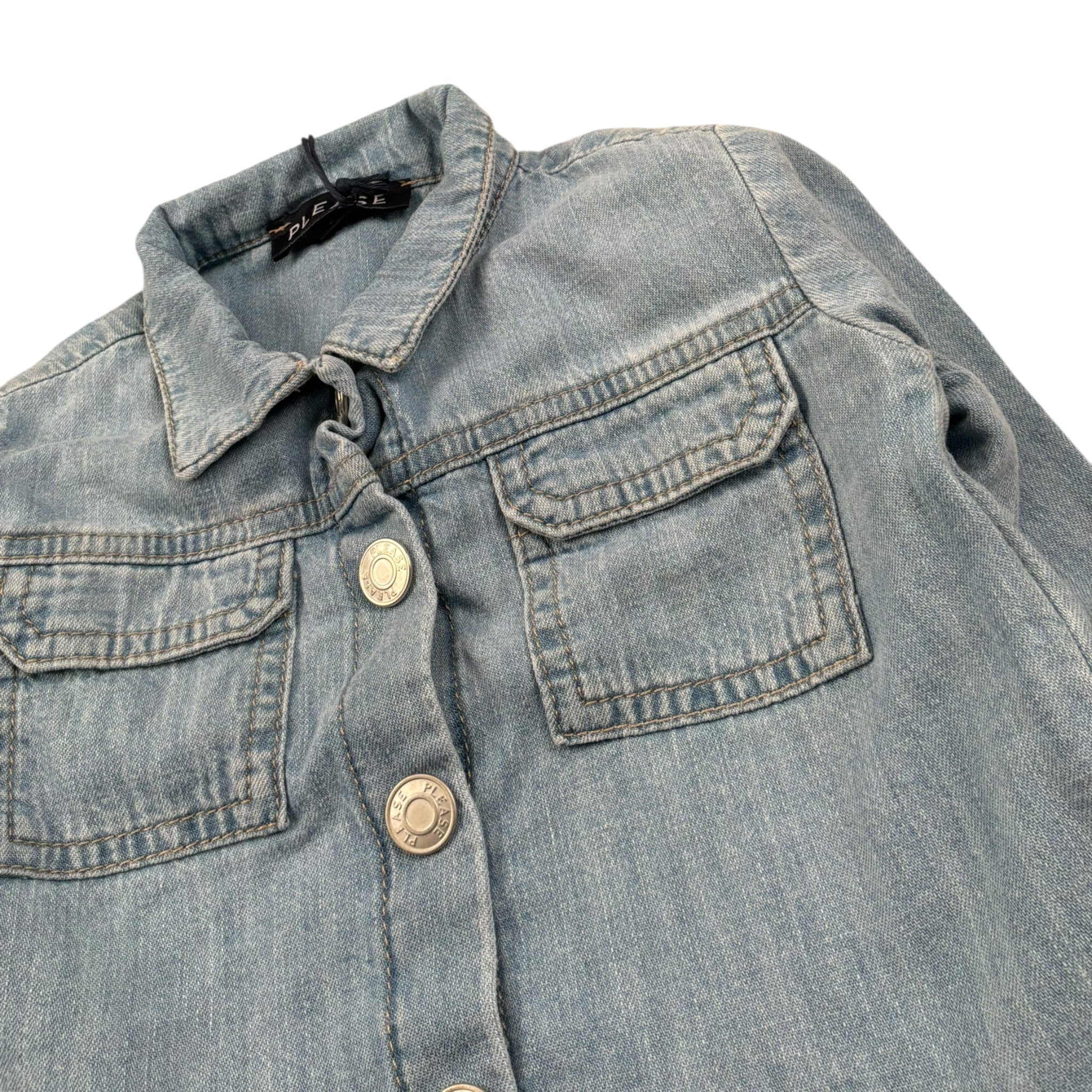 Please Camicia In Denim con Bottoni Tinta Unita per Neonato JB54010B71 AZZURRO PLEASE 