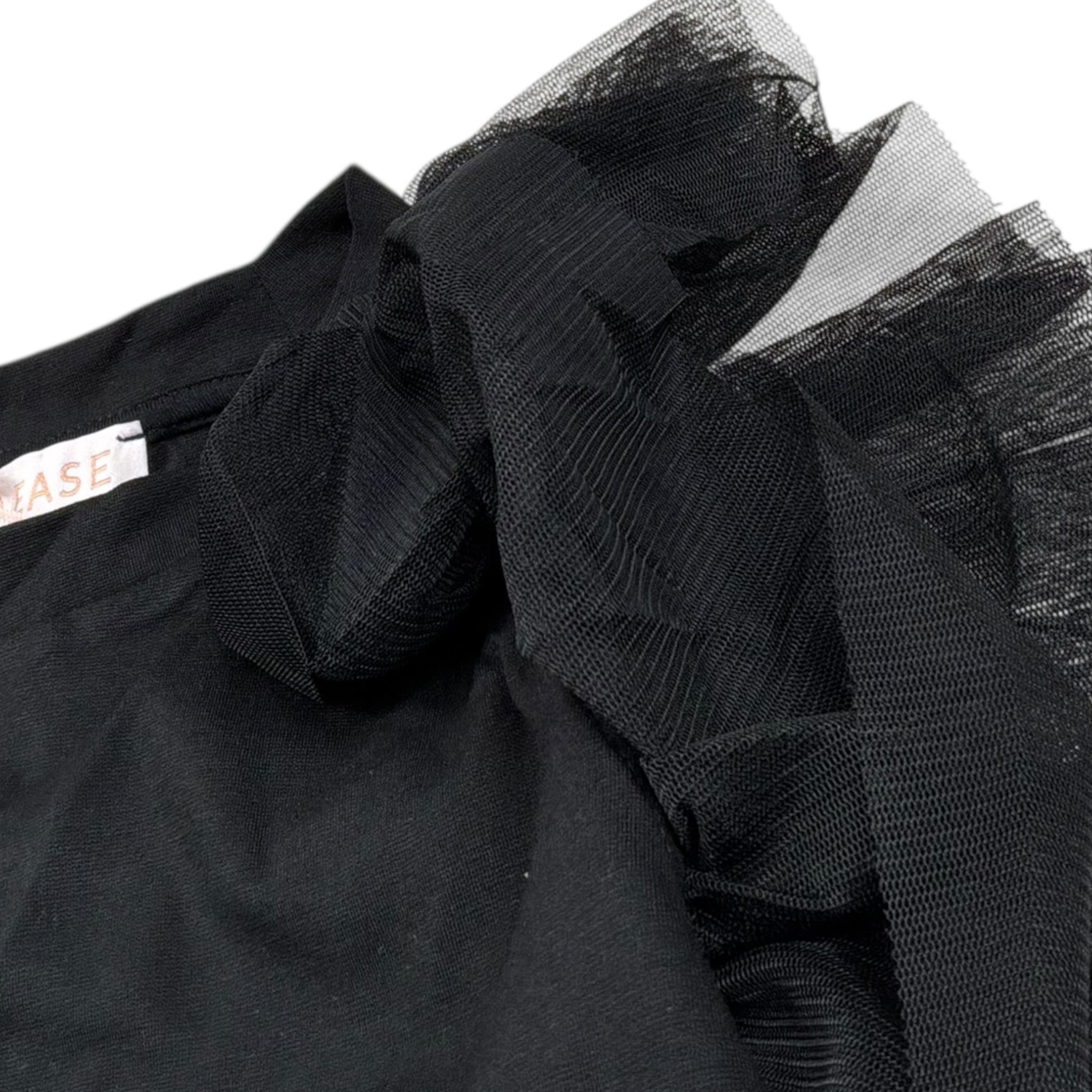 Please Felpa Tinta Unita con Tulle per Bambina LB03172G73 NERO PLEASE 