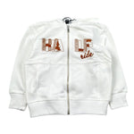 Please Felpa Tinta Unita con Zip E Stampa per Bambino LK06042B71 BIANCO PLEASE 