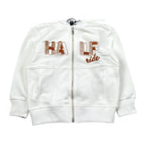 Please Felpa Tinta Unita con Zip E Stampa per Bambino LK06042B71 BIANCO PLEASE 