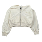 Please Felpa Tinta Unita con Zip E Cappuccio per Bambina LK20042G72 PANNA PLEASE 