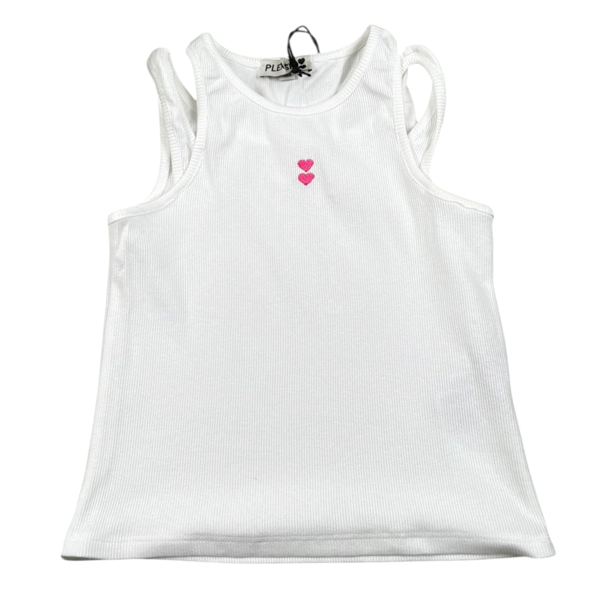 Please Canotta Tinta Unita A Costine per Bambina M019072G72 BIANCO PLEASE 