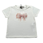 Please T-Shirt Girocollo Tinta Unita con Fiocco per Neonata MB07030G71 BIANCO PLEASE 