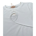 Please T-Shirt Modello Crop Tinta Unita con Brillantini per Bambina MB26032G73 BIANCO PLEASE 