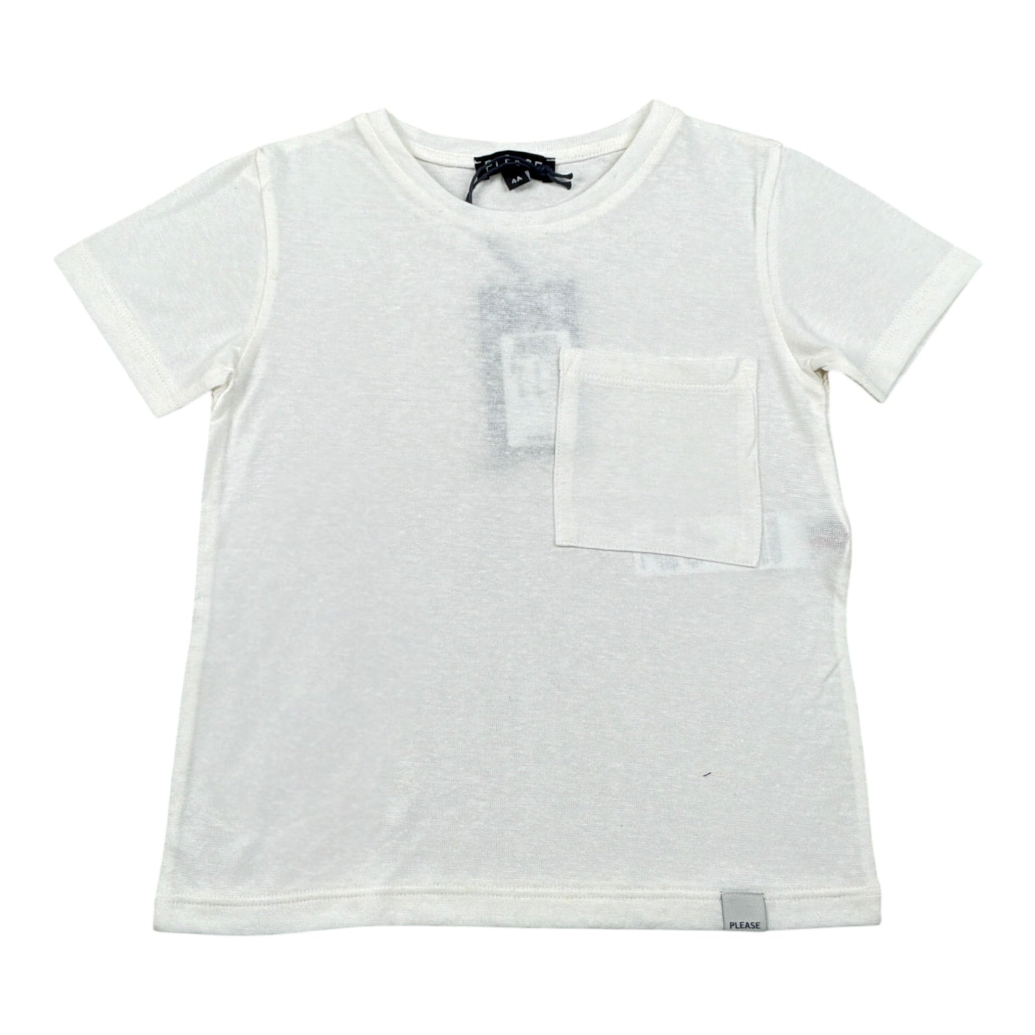Please T-Shirt tinta unita con Taschino Panna per Bambino MBB9030B72X PANNA PLEASE 