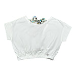 Please T-Shirt tinta unita con Elastico Bianco per Bambina MBC4030G72X BIANCO PLEASE 