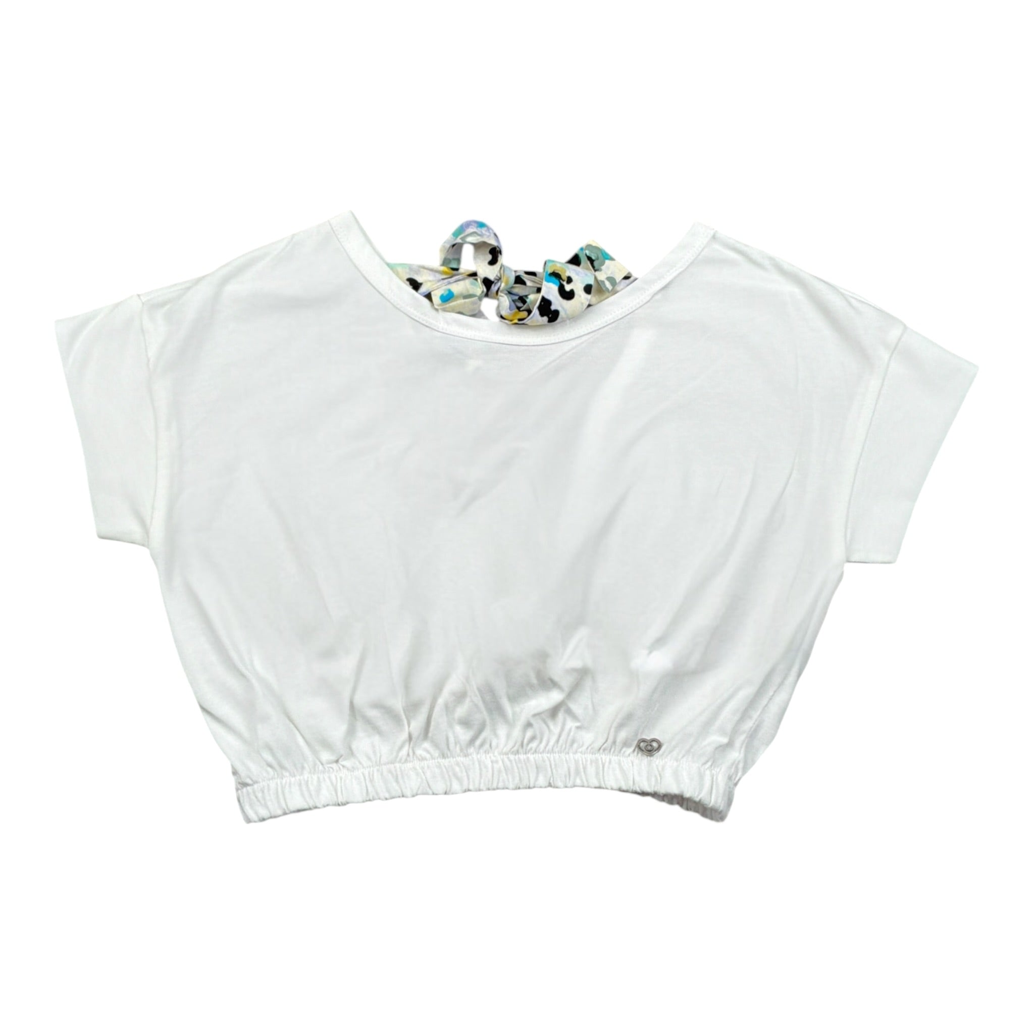 Please T-Shirt tinta unita con Elastico Bianco per Bambina MBC4030G72X BIANCO PLEASE 