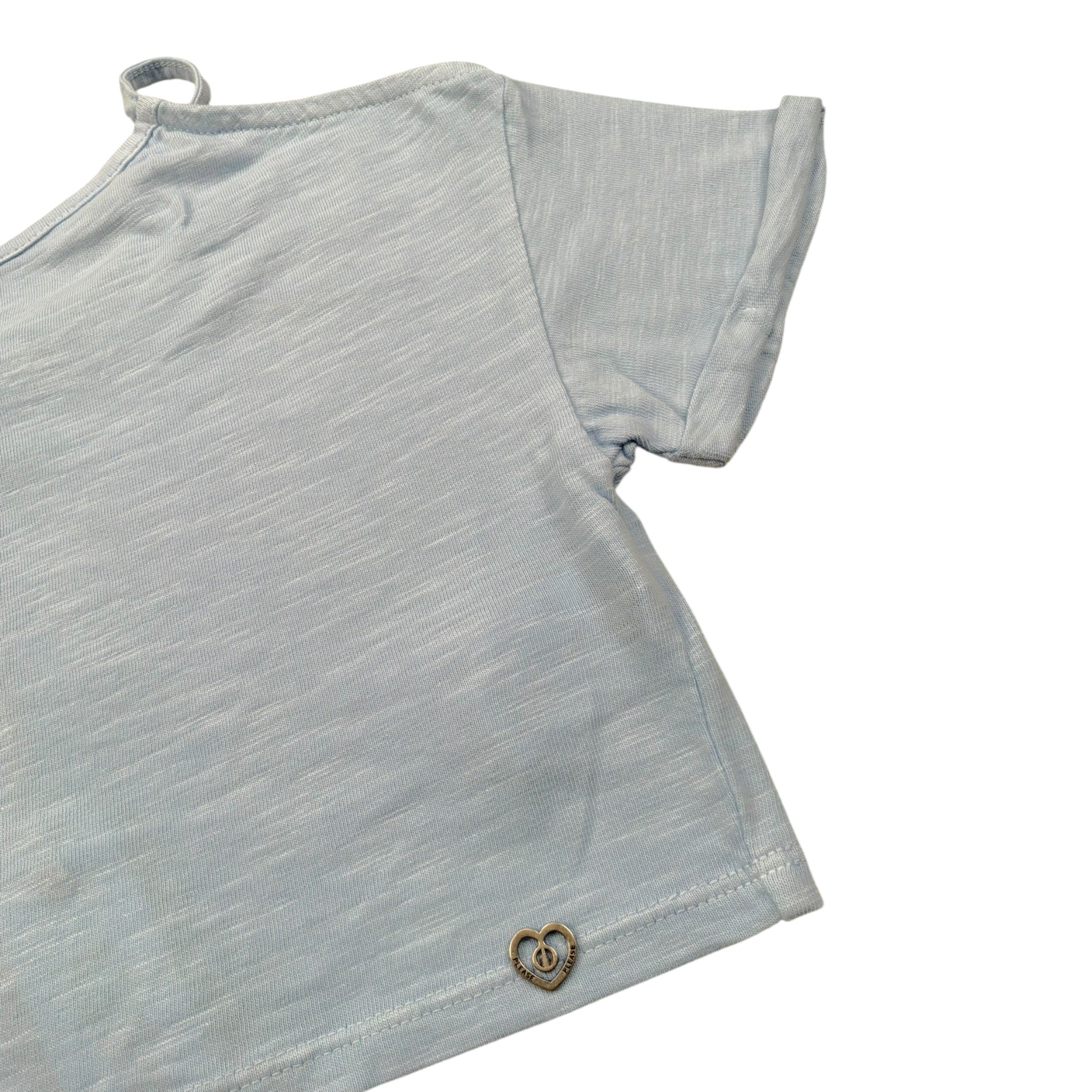 Please Top Mezza Manica Tinta Unita per Bambina MBG3030G72 AZZURRO PLEASE 
