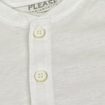 Please T-Shirt Tinta Unita con Bottoni per Bambino ME03030B72 BIANCO PLEASE 