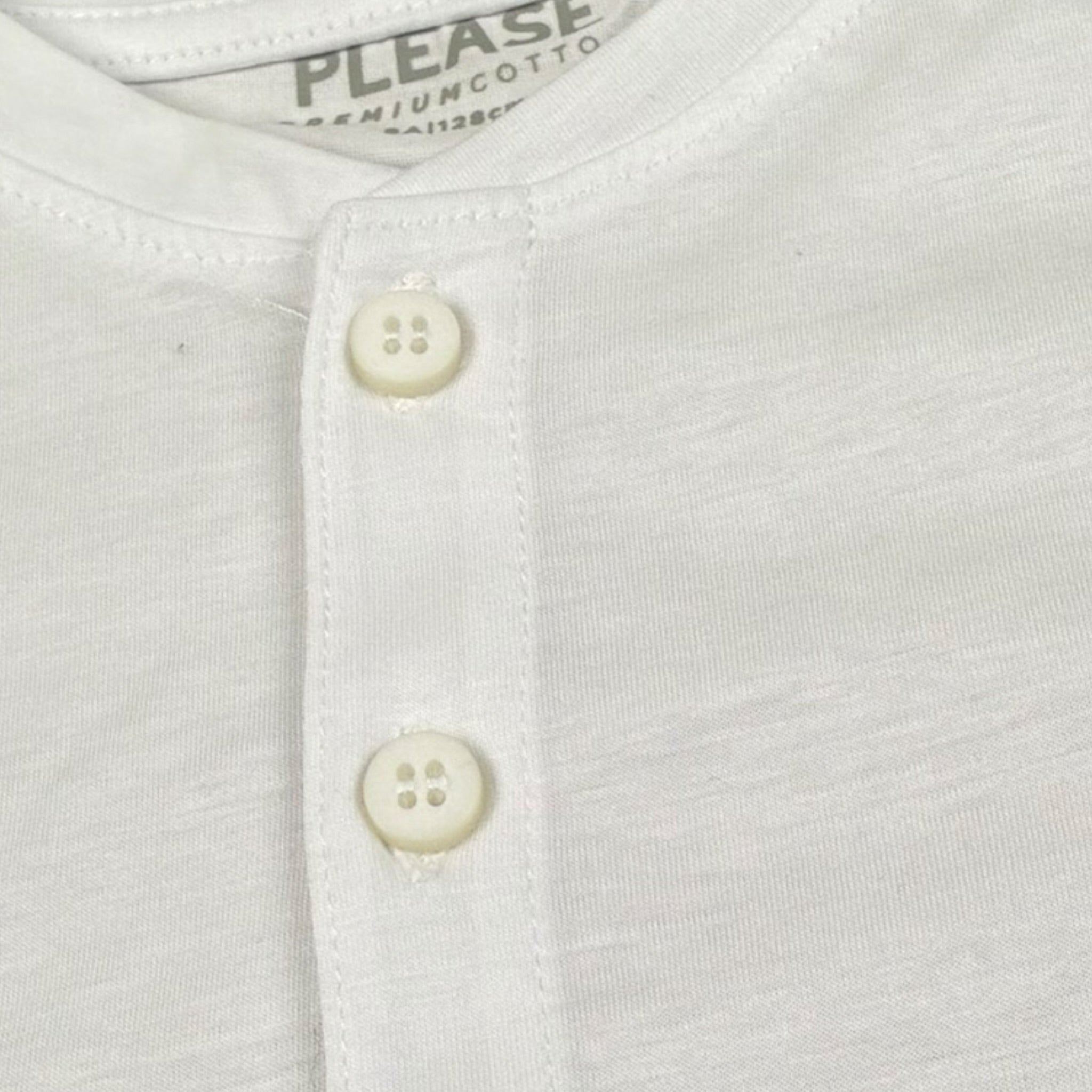 Please T-Shirt Tinta Unita con Bottoni per Bambino ME03030B72 BIANCO PLEASE 
