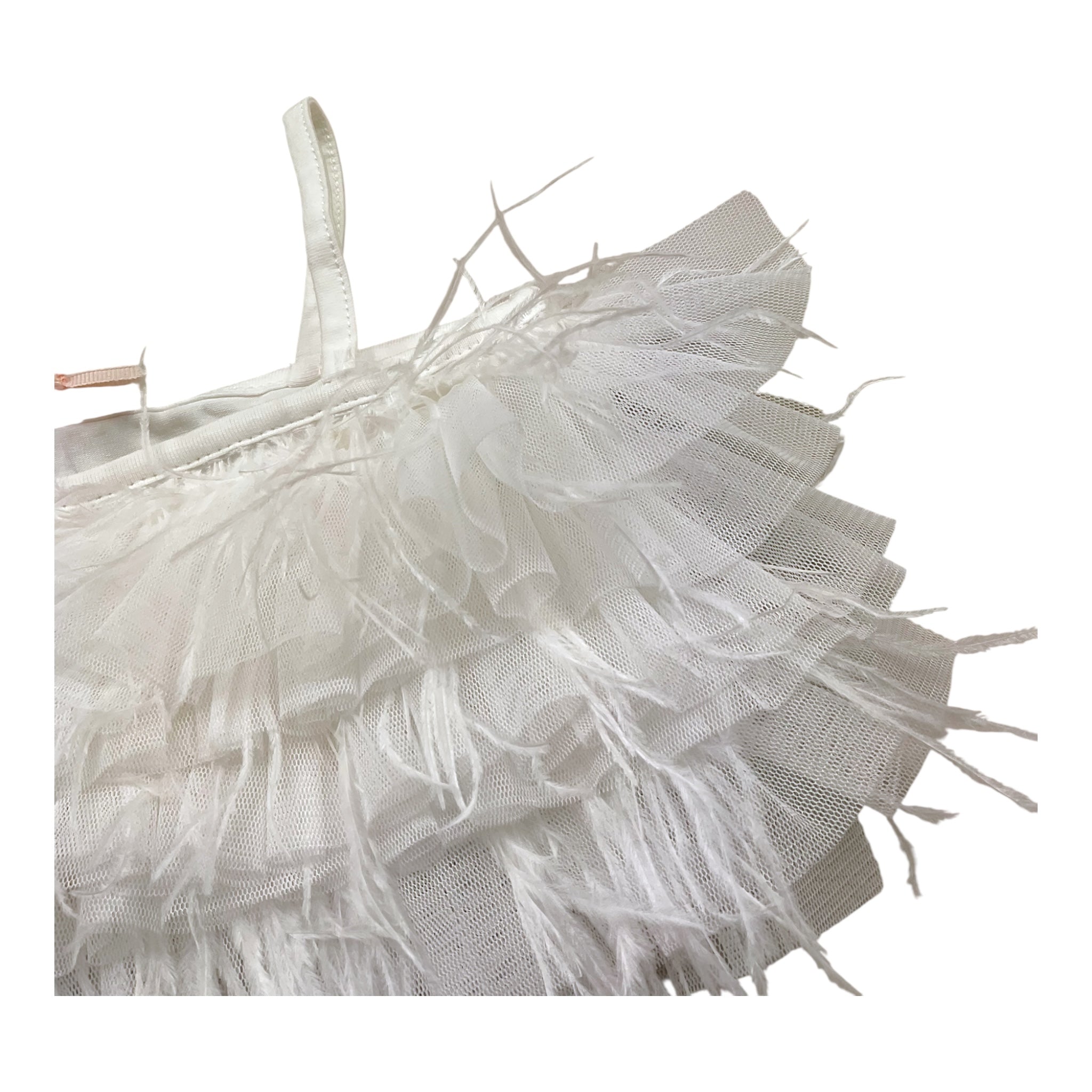Please Top Tinta Unita con Balze per Bambina MO06032G73 BIANCO PLEASE 