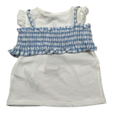 Please T-Shirt Girocoll Tinta Unita con Top per Neonata MQ02030G71 BIANCO/AZZURRO PLEASE 