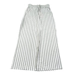 Please Pantalone Tinta Unita Modello A Palazzo con Fantasia A Righe per Bambina PE32131G73 BIANCO PLEASE 