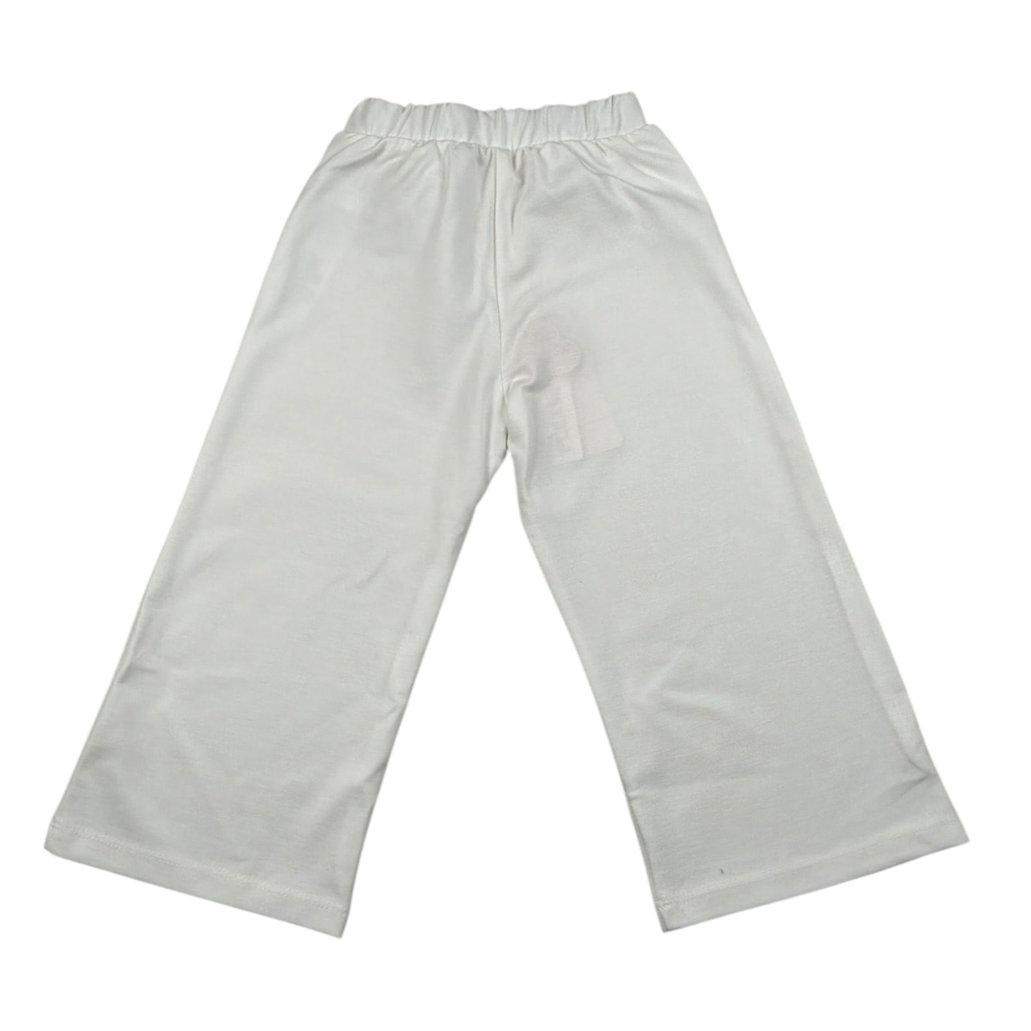 Please Pantalone Tinta Unita con Elastico In Vita per Bambina PE51172G73J PANNA PLEASE 
