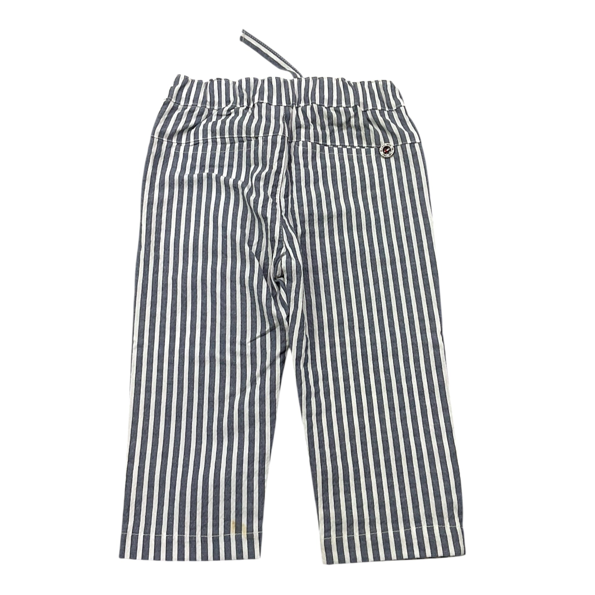 Please Pantalone Bicolore con Fantasia A Righe per Neonato PE54271B73 BIANCO PLEASE 
