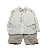Pure Firenze Completo 4 Pezzi Camicia-Gilet-Bermuda-Papillon Panna per Neonato 11088 PANNA PURE FIRENZE 