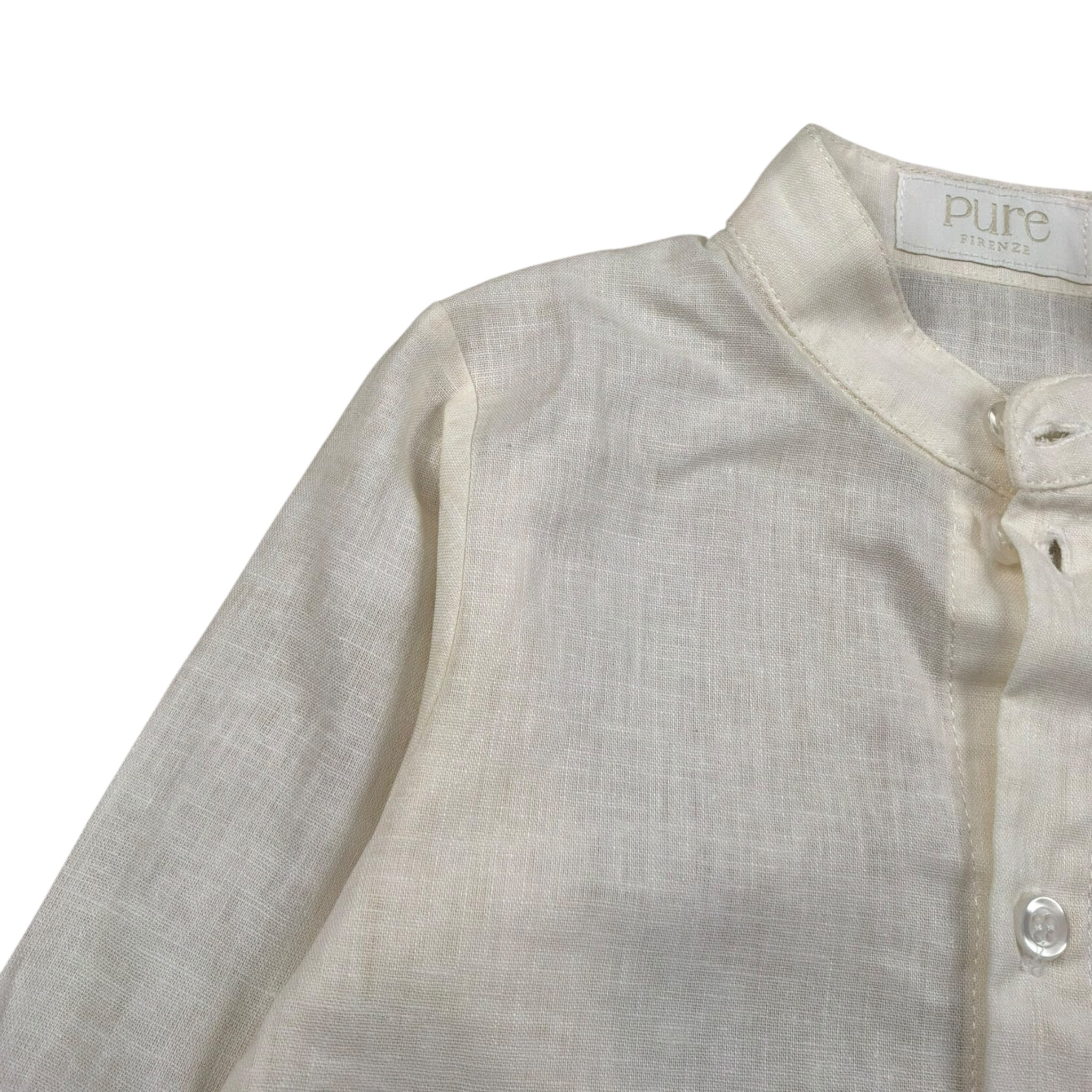 Pure Firenze Camicia Body tinta unita Manica Lunga Panna per Neonato PC01178 PANNA PURE FIRENZE 