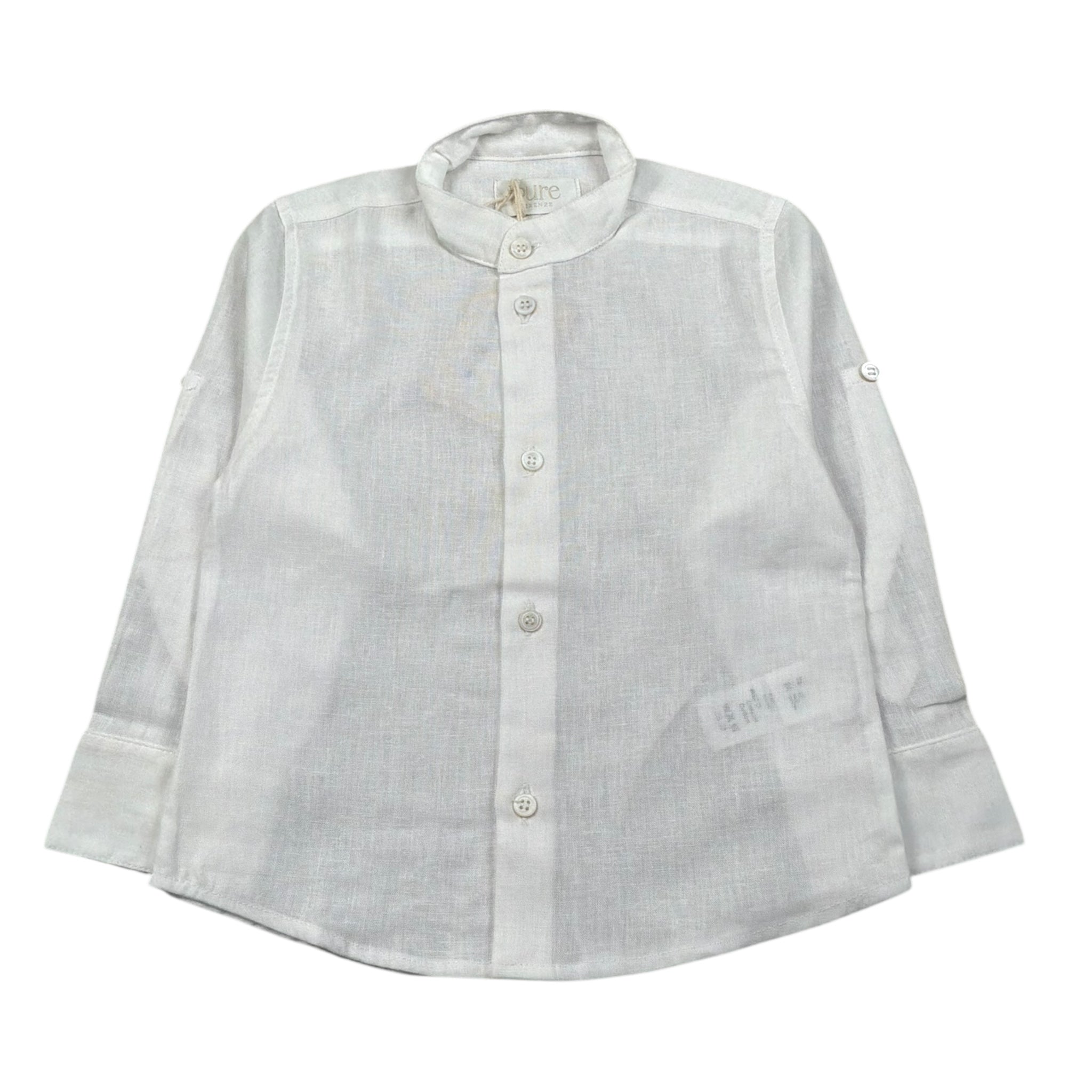 Pure Firenze Camicia Manica Lunga Collo Coreano Tinta Unita per Neonato PC03176 BIANCO PURE FIRENZE 