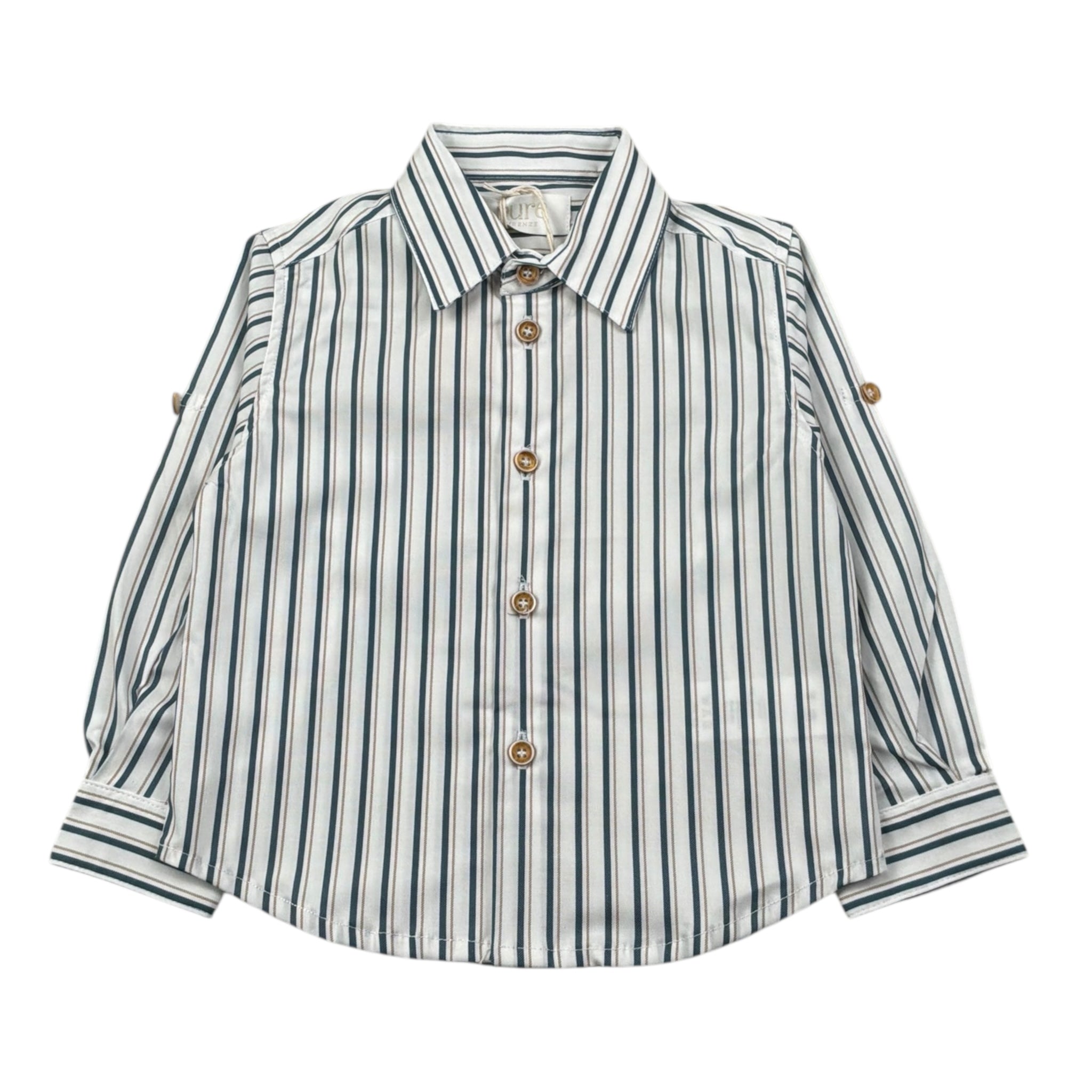 Pure Firenze Camicia Manica Lunga Fantasia A Righe per Neonato PC03177 BIANCO PURE FIRENZE 
