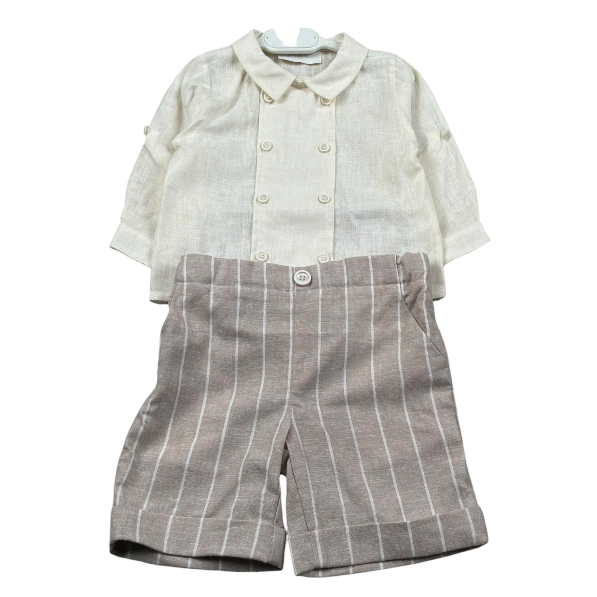 Pure Firenze Completo 2 Pezzi Camicia-Bermuda Beige per Neonato PC03310 BEIGE PURE FIRENZE 