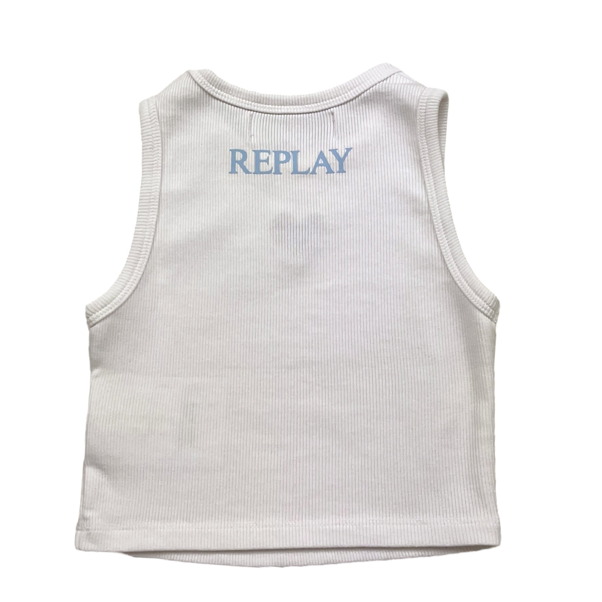 Replay Canotta Tinta Unita con Stampa per Bambina SG7632 BIANCO REPLAY 