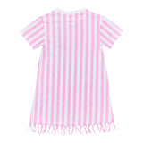 Saint Barth Abito Bicolore con Fantasia A Righe per Bambina ABY0001 BIANCO/ROSA SAINT BARTH 