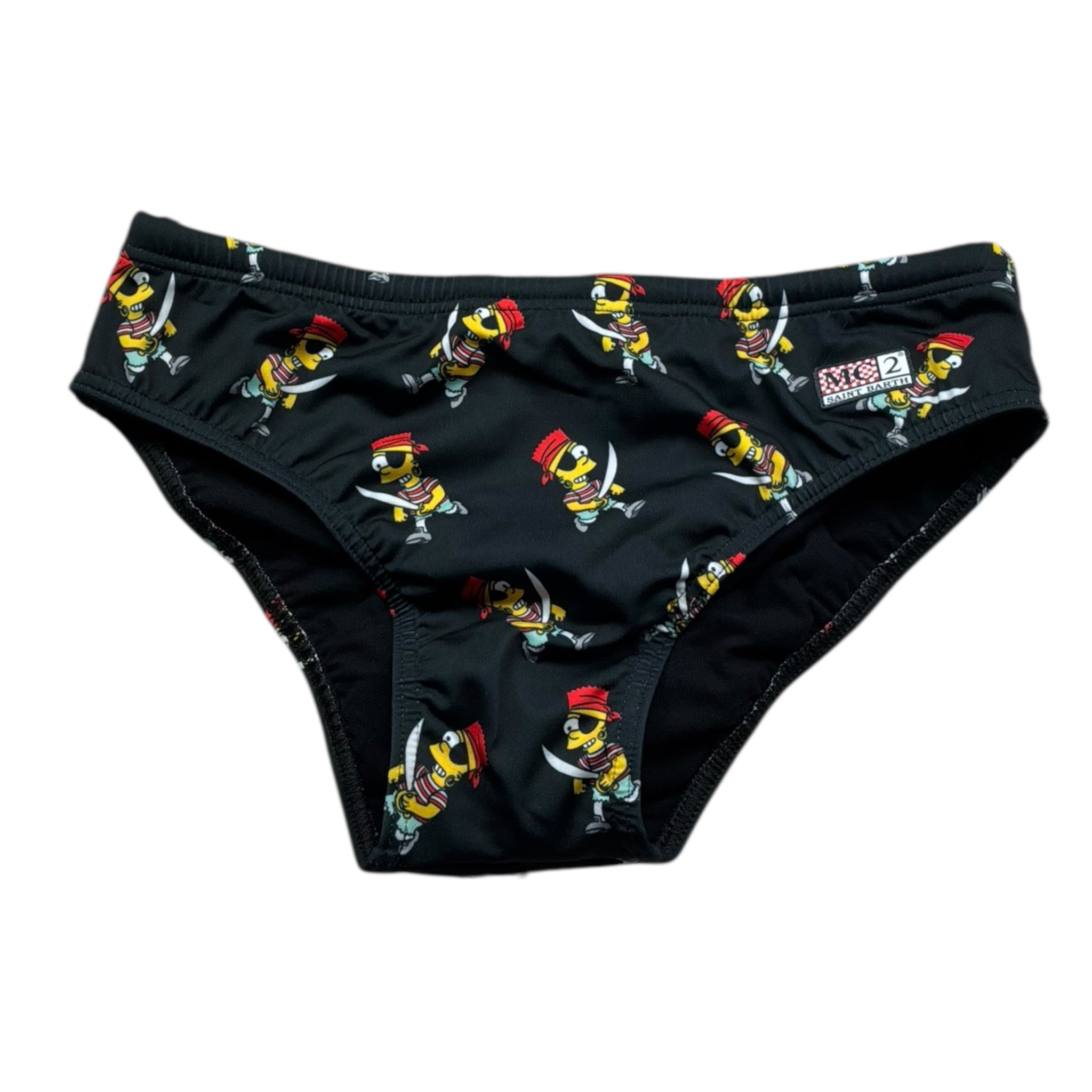 Saint Barth Costume Modello Slip Bicolore con Stampa Bart per Bambino BARTPIRATE NERO SAINT BARTH 