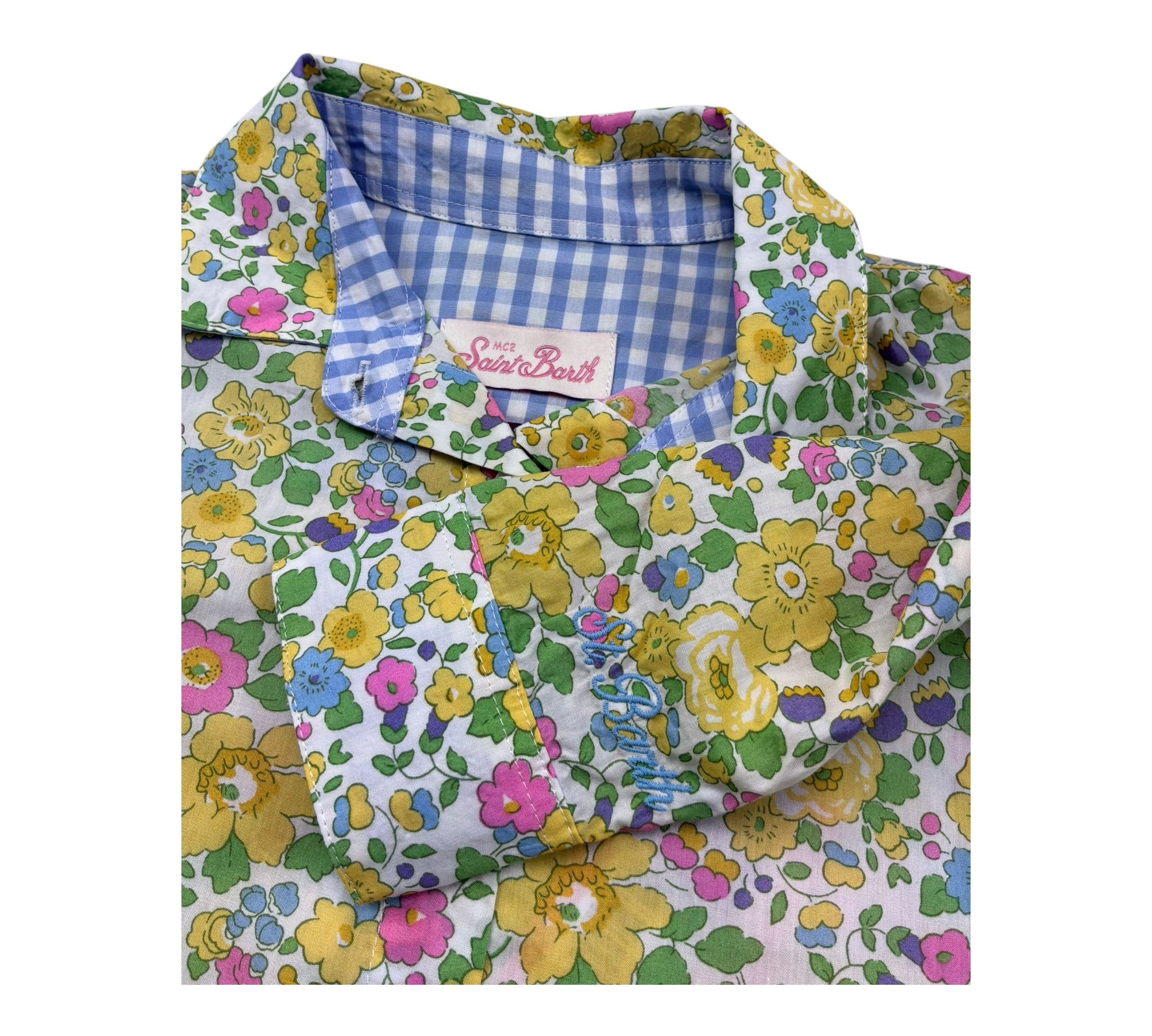 Saint Barth Camicia Manica Lunga Fantasia Floreale per Bambina BRIG00300922 BIANCO SAINT BARTH 