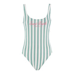 Saint Barth Costume Intero Bicolore con Fantasia A Righe per Bambina CARA001 BIANCO/VERDE SAINT BARTH 