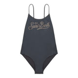 Saint Barth Costume Intero Tinta Unita con Brillantini per Bambina CECILLEJR GRIGIO SAINT BARTH 