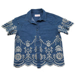 Saint Barth Camicia Mezza Manica Tinta Unita In Pizzo Sangallo per Bambina CLEMENTINE BLU SAINT BARTH 