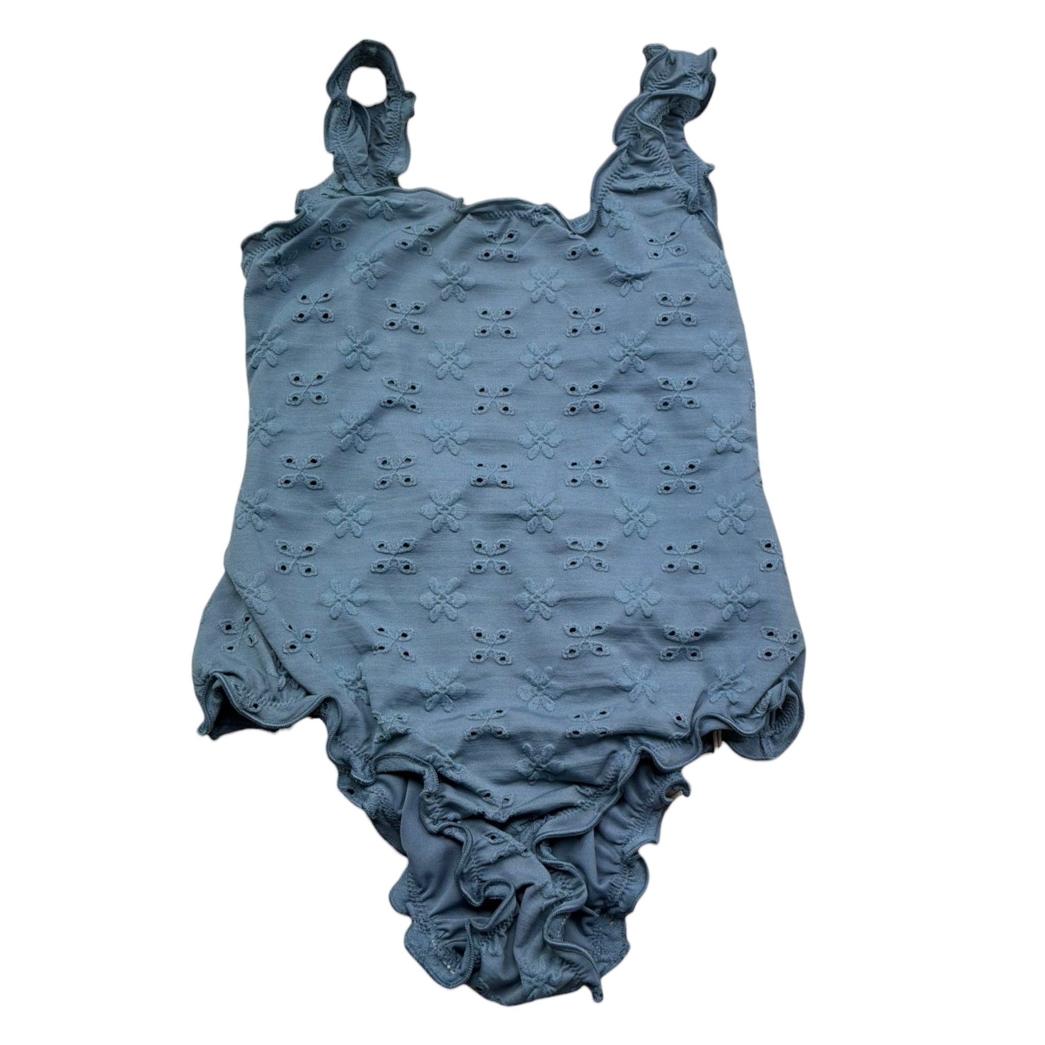 Saint Barth Costume Intero Tinta Unita In Pizzo Sangallo per Bambina CLIO BLU SAINT BARTH 