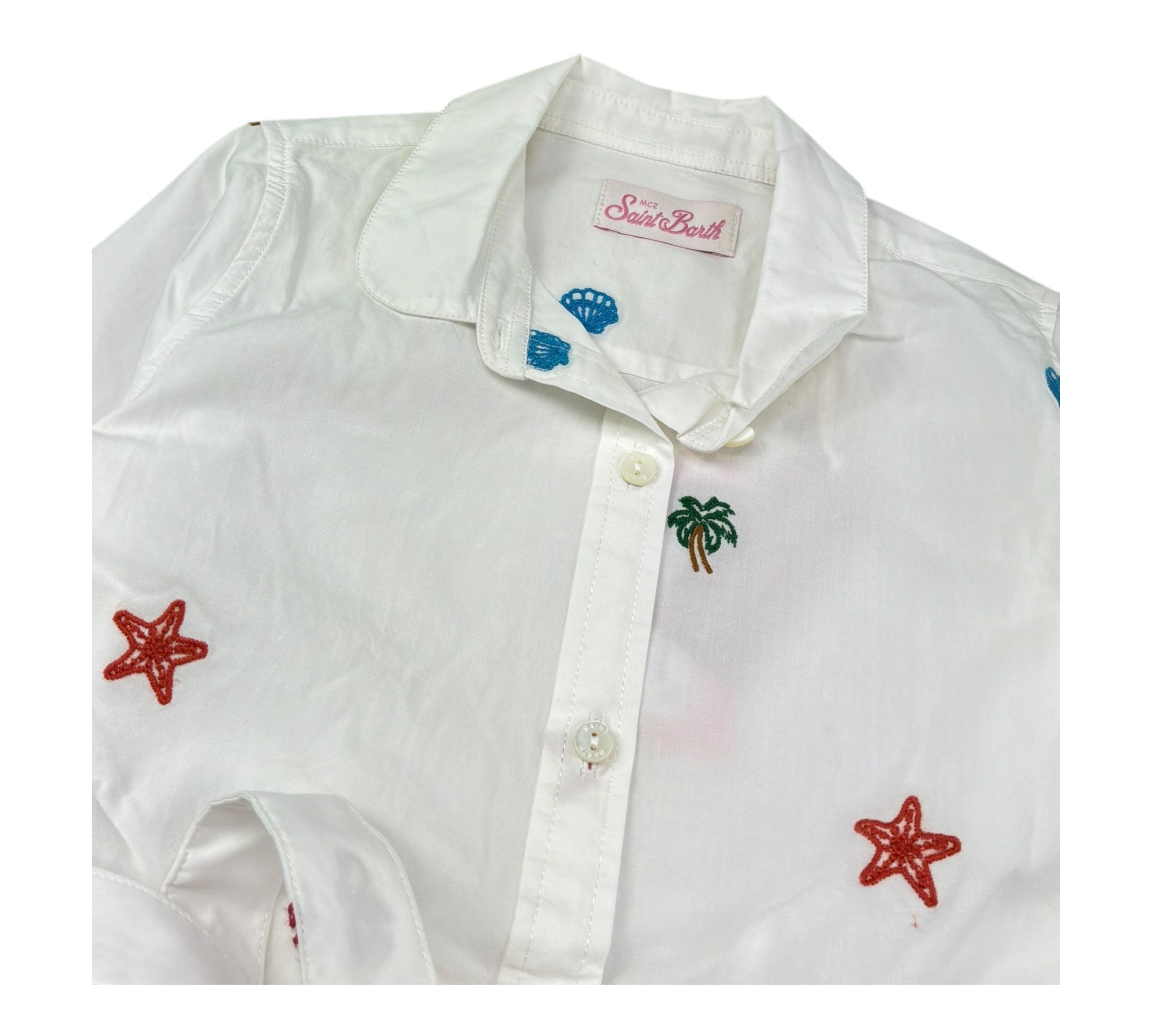 Saint Barth Abito Manica Lunga Tinta Unita con Ricami per Bambina PHILPA BIANCO SAINT BARTH 