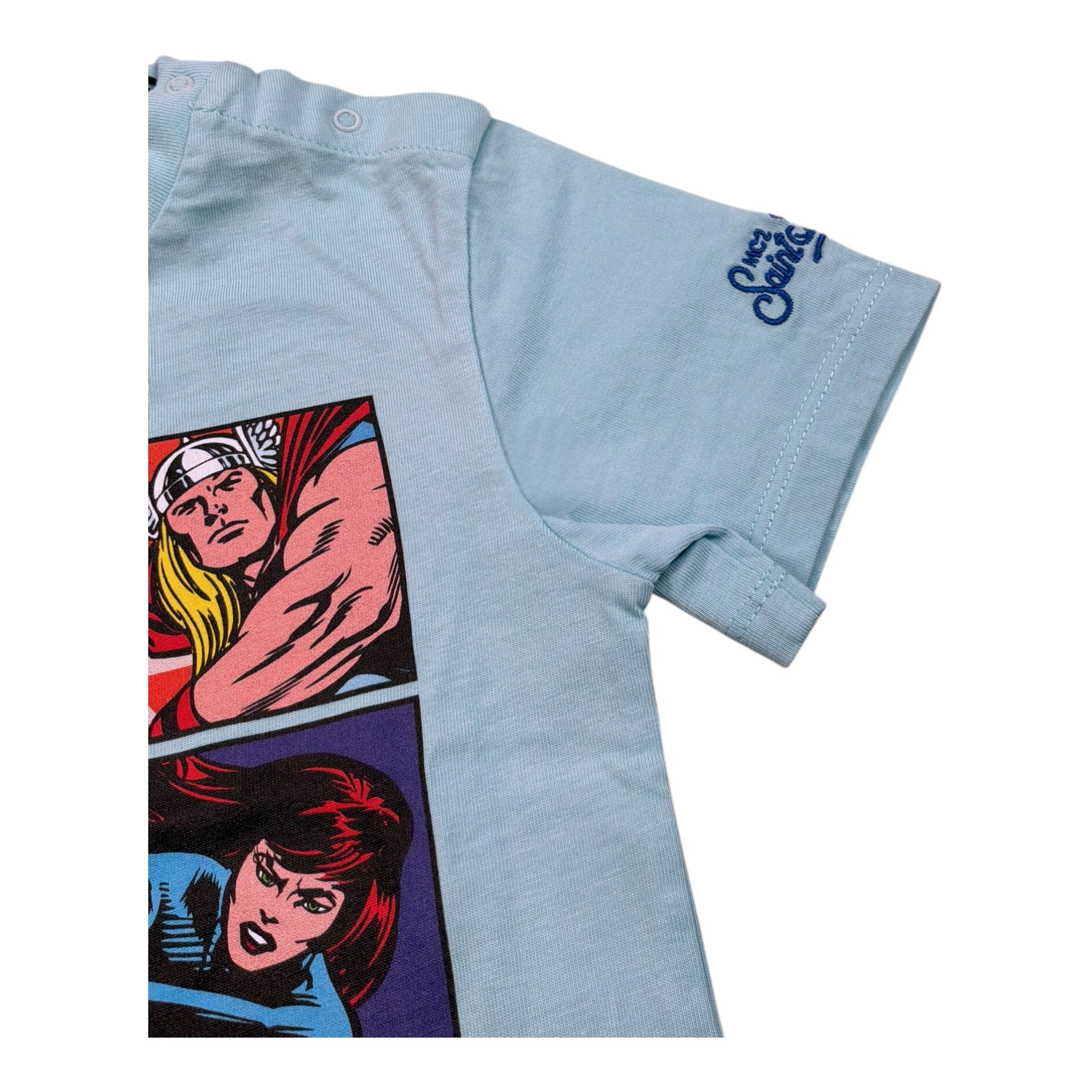Saint Barth T-Shirt Girocollo Tinta Unita con Stampa Marvel per Bambino TSH000103434 AZZURRO SAINT BARTH 