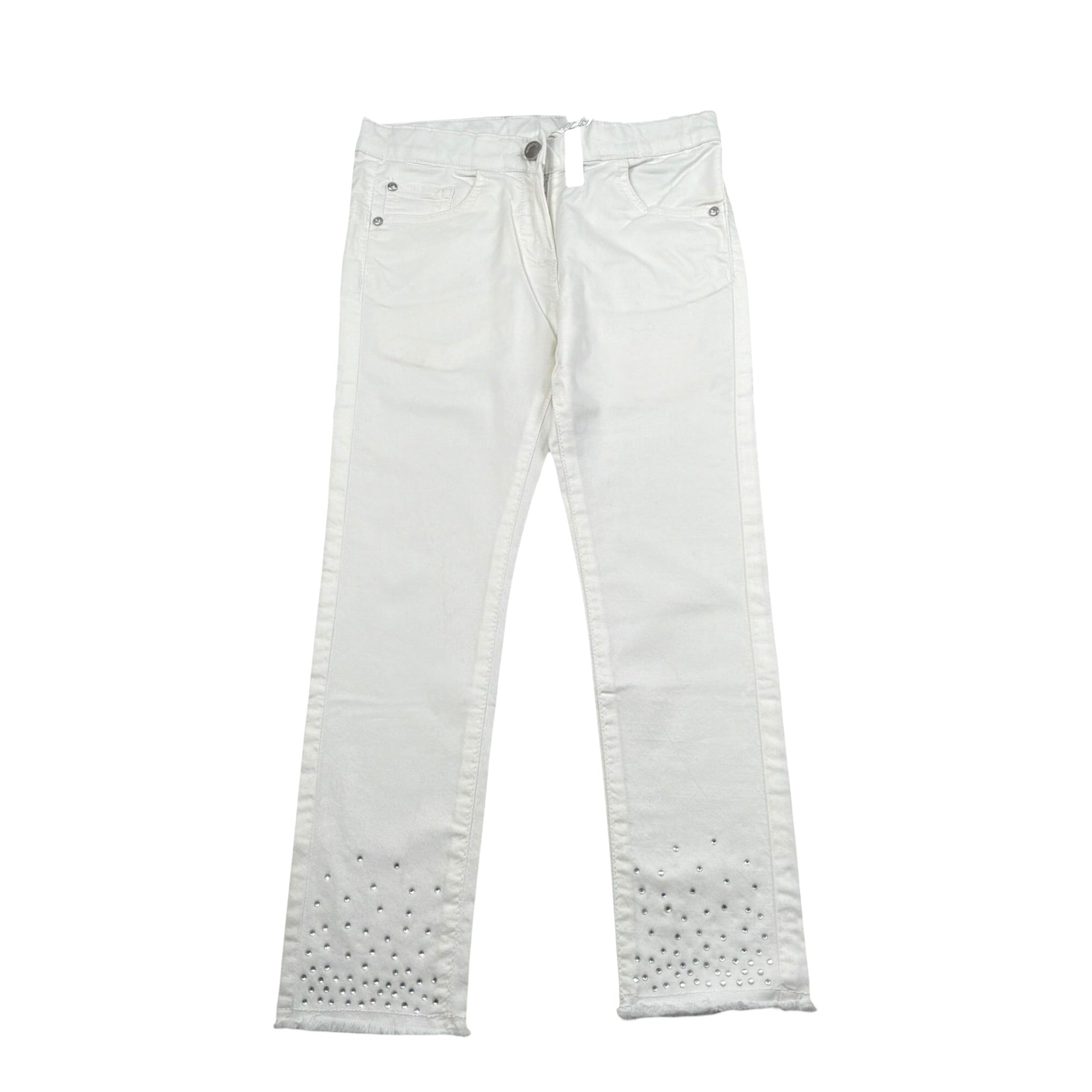 Sarabanda Pantalone Tinta Unita con Brillantini per Bambina 06257 BIANCO SARABANDA 