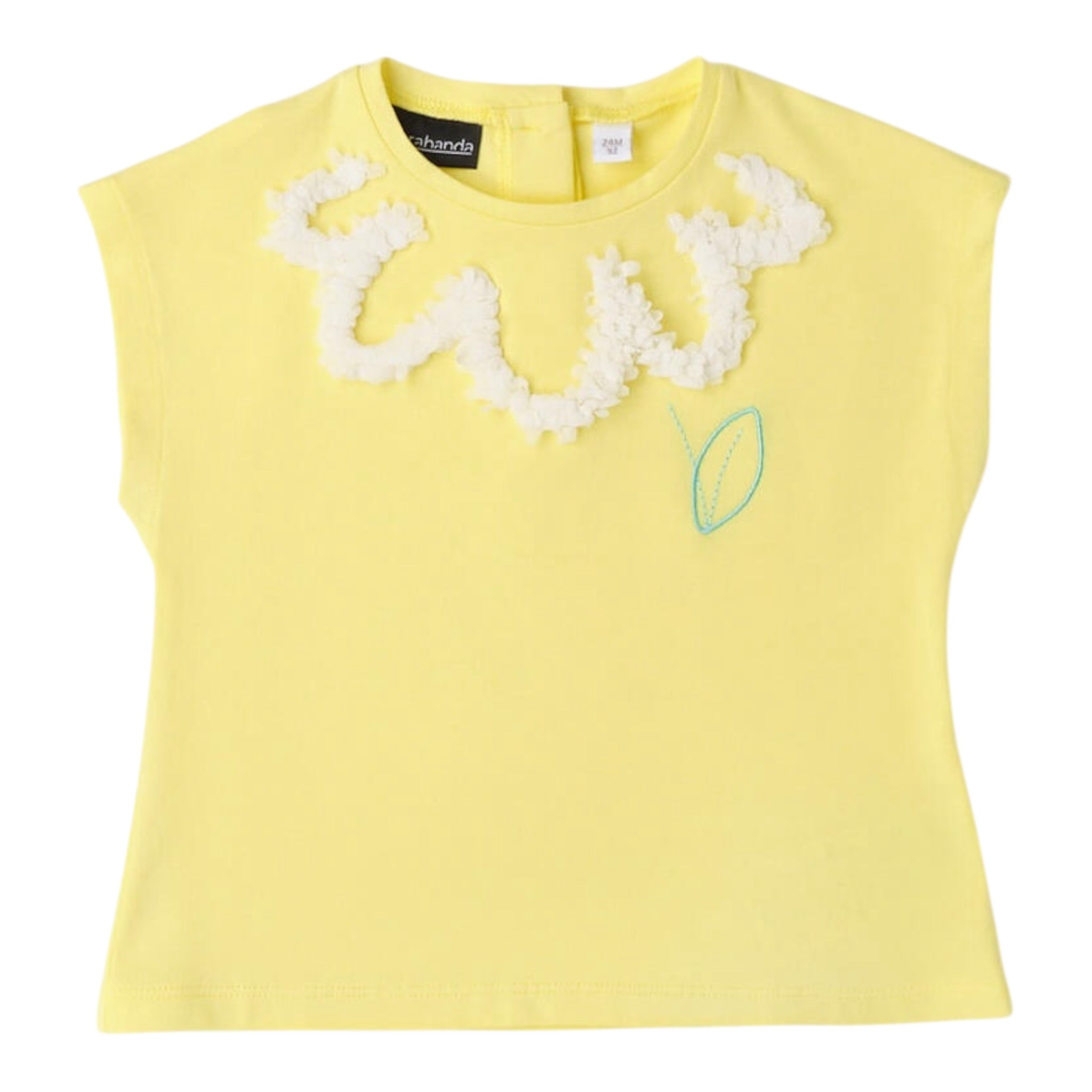 Sarabanda T-Shirt Girocollo Tinta Unita con Applicazioni per Neonata 06612 GIALLO SARABANDA 